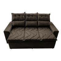 Sofá 3 Lugares Retrátil e Reclinável 2,00m Cama inBox Smal com bordado pantográfico Suede Café - 5