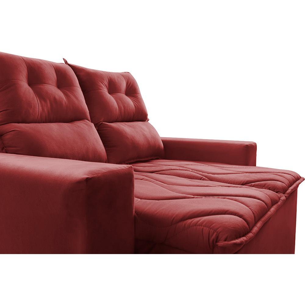 Sofá 3 Lugares Retrátil e Reclinável 1,80m Cama inBox Smal com bordado pantográfico Suede Vermelho - 4