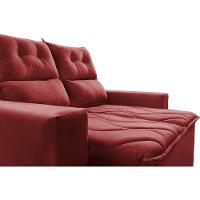 Sofá 3 Lugares Retrátil e Reclinável 1,80m Cama inBox Smal com bordado pantográfico Suede Vermelho