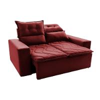 Sofá 3 Lugares Retrátil e Reclinável 1,80m Cama inBox Smal com bordado pantográfico Suede Vermelho - 7