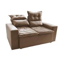 Sofá 3 Lugares Retrátil e Reclinável 1,80m Cama inBox Smal com bordado pantográfico Suede Bege - 8