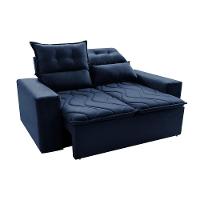 Sofá 3 Lugares Retrátil e Reclinável 1,80m Cama inBox Smal com bordado pantográfico Suede Azul - 7