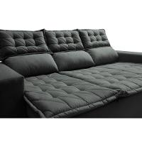 Sofá 3 Lugares Retrátil e Reclinável Cama inBox Slim 2,00m Velusoft Cinza