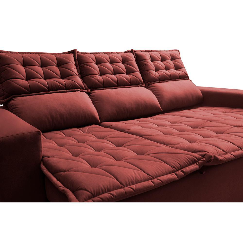 Sofá 3 Lugares Retrátil e Reclinável Cama inBox Slim 2,00m Velusoft Vermelho - 4