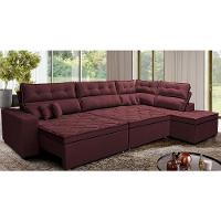 Sofá de Canto Retrátil e Reclinável Direito 3,00x2,36m Molas Cama inBox Espanha Velusoft Vinho - 1