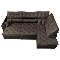 Sofá de Canto Retrátil e Reclinável Direito 3,00x2,36m Molas Cama inBox Espanha Velusoft Café - 5