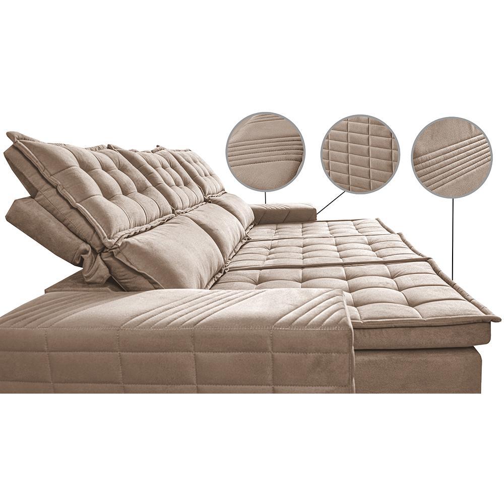 Sofá 3 Lugares Retrátil e Reclinável Cama inBox Senses 2,00m Velusoft Bege - 4