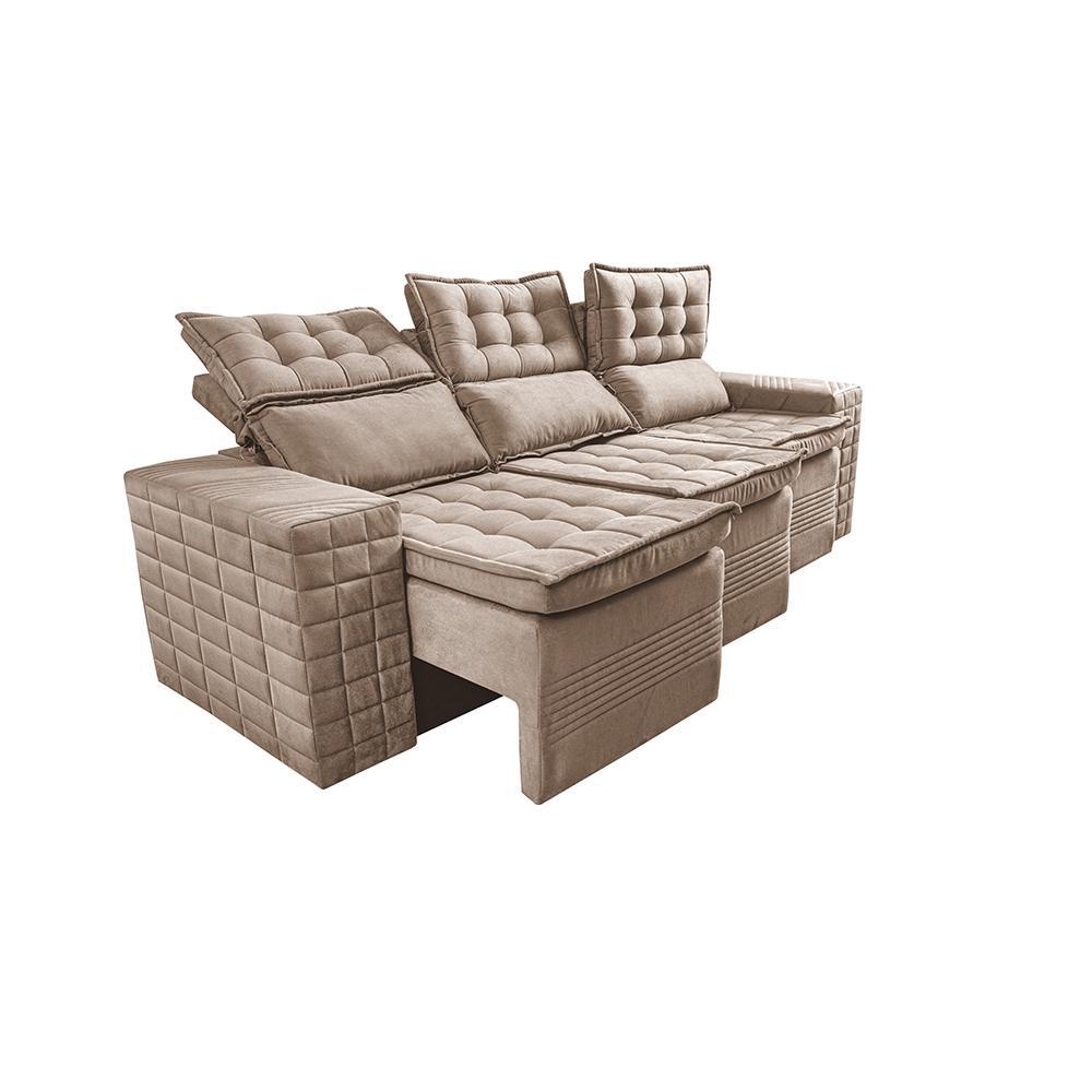 Sofá 3 Lugares Retrátil e Reclinável Cama inBox Senses 2,00m Velusoft Bege - 8