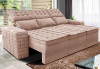 Sofá 3 Lugares Retrátil e Reclinável Cama inBox Senses 2,00m Velusoft Bege - 1