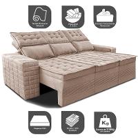 Sofá 3 Lugares Retrátil e Reclinável Cama inBox Senses 2,00m Velusoft Bege - 3