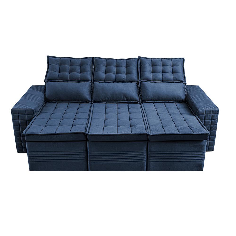Sofá 3 Lugares Retrátil e Reclinável Cama inBox Senses 2,00m Velusoft Azul - 5
