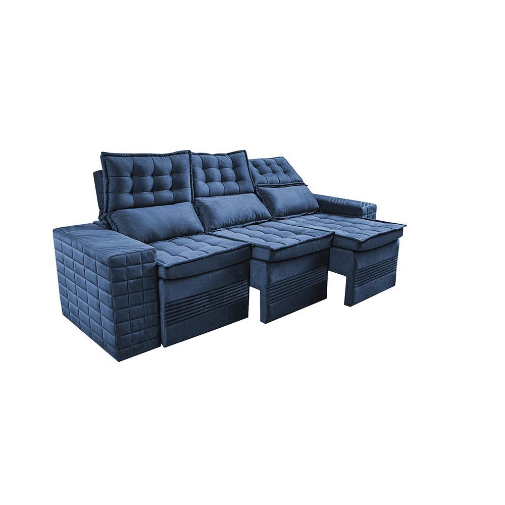 Sofá 3 Lugares Retrátil e Reclinável Cama inBox Senses 2,00m Velusoft Azul - 7