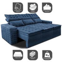 Sofá 3 Lugares Retrátil e Reclinável Cama inBox Senses 2,00m Velusoft Azul - 3