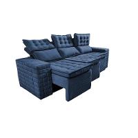 Sofá 3 Lugares Retrátil e Reclinável Cama inBox Senses 2,00m Velusoft Azul - 8