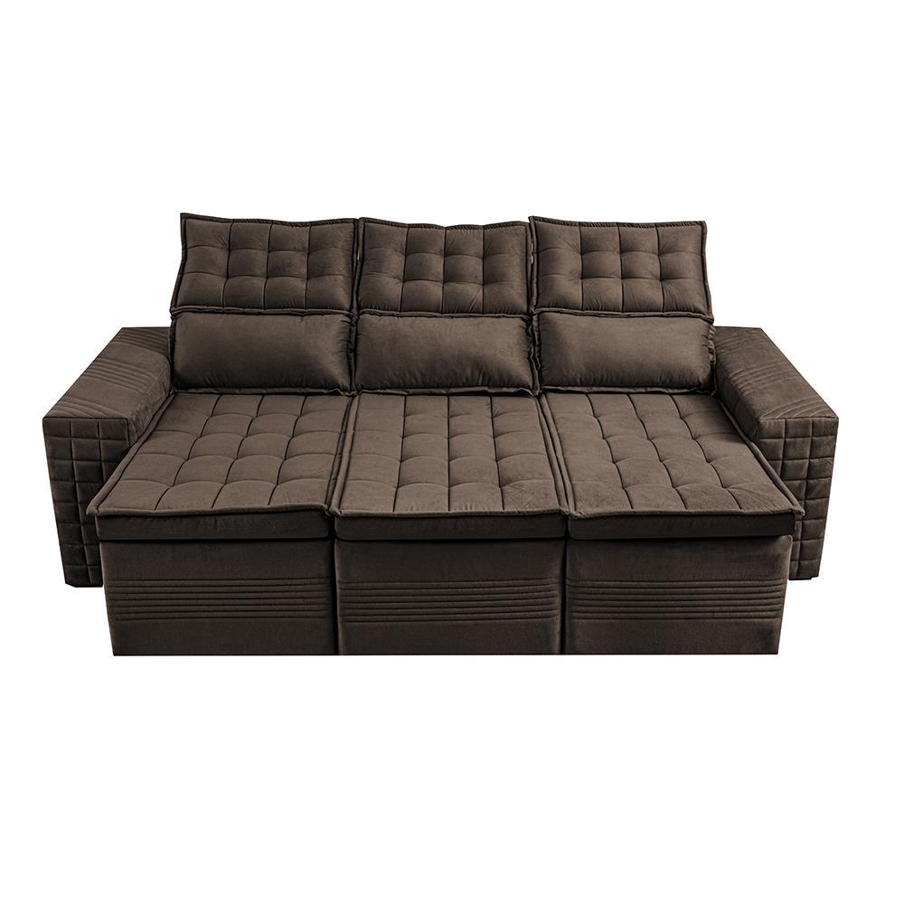 Sofá 3 Lugares Retrátil e Reclinável Cama inBox Senses 2,00m Velusoft Café - 5
