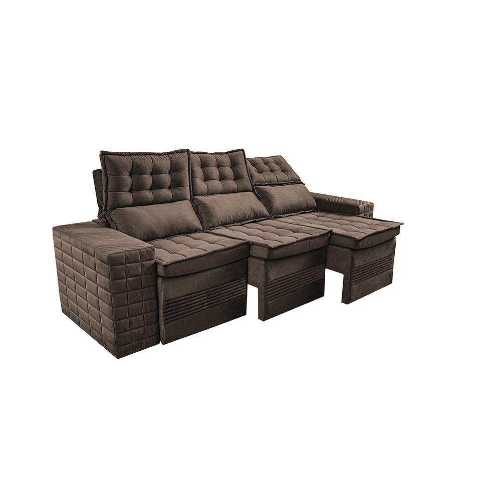 Sofá 3 Lugares Retrátil e Reclinável Cama inBox Senses 2,00m Velusoft Café - 7