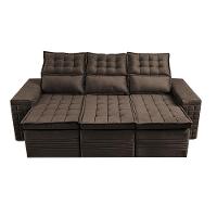 Sofá 3 Lugares Retrátil e Reclinável Cama inBox Senses 2,00m Velusoft Café - 5