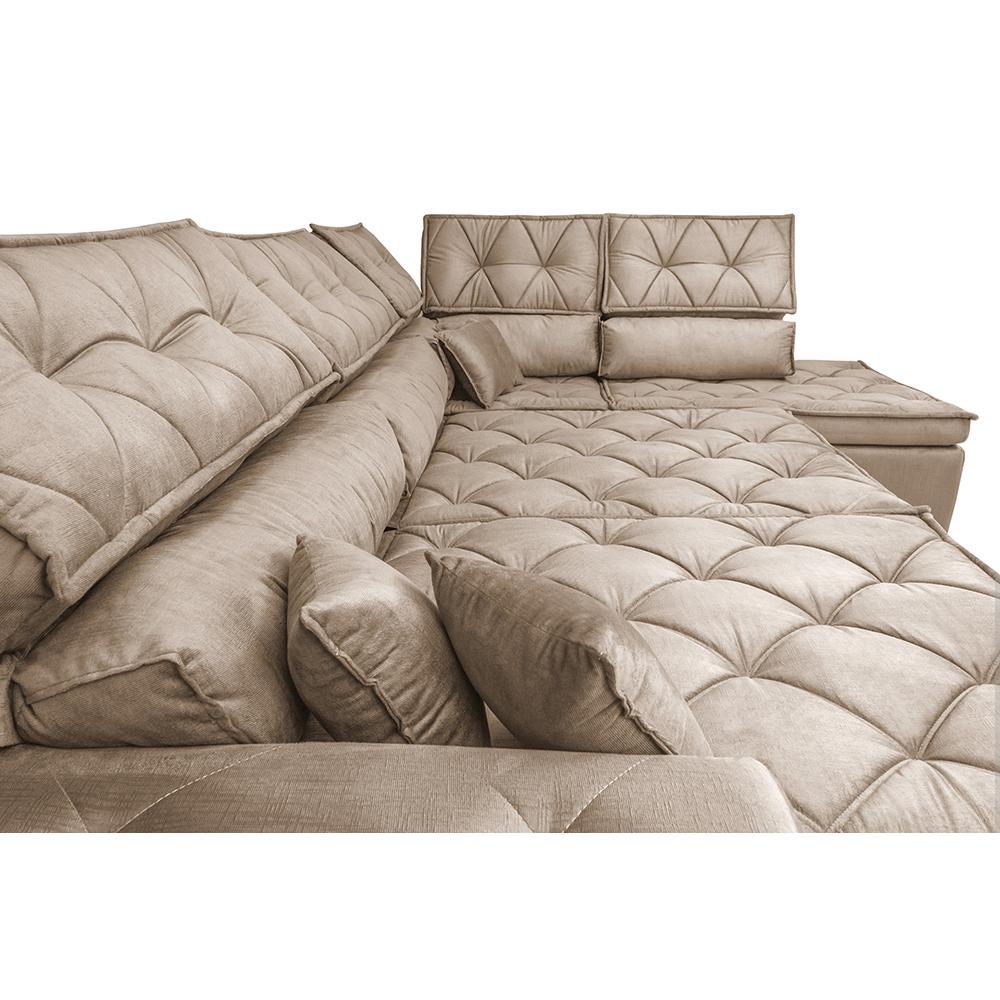 Sofá de Canto Retrátil e Reclinável Direito 3,00x2,36m Molas Cama inBox Espanha Velusoft Bege - 4