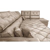 Sofá de Canto Retrátil e Reclinável Direito 3,00x2,36m Molas Cama inBox Espanha Velusoft Bege