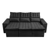 Sofá 3 Lugares Retrátil e Reclinável Cama inBox Senses 2,00m Velusoft Preto - 5