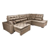 Sofá de Canto Retrátil e Reclinável Direito 3,00x2,36m Molas Cama inBox Espanha Velusoft Castor - 7