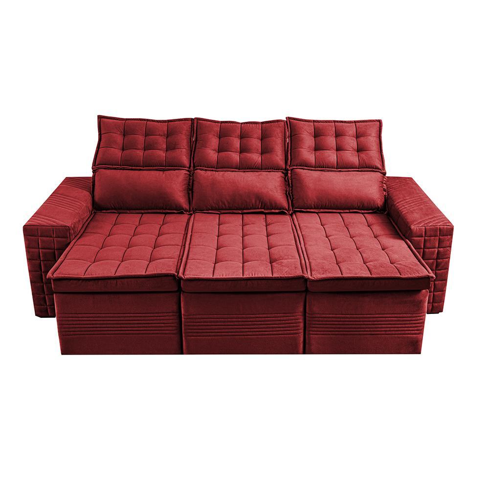 Sofá 3 Lugares Retrátil e Reclinável Cama inBox Senses 2,00m Velusoft Vermelho - 5