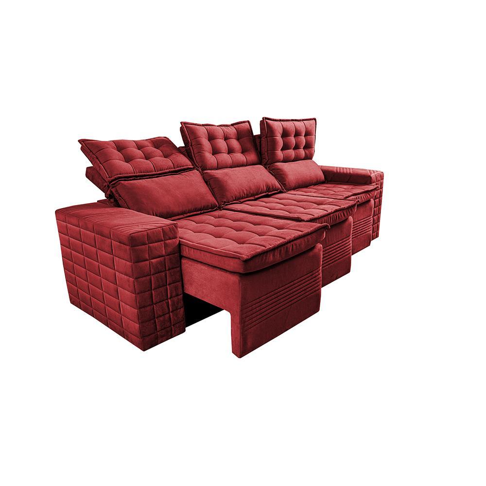 Sofá 3 Lugares Retrátil e Reclinável Cama inBox Senses 2,00m Velusoft Vermelho - 8