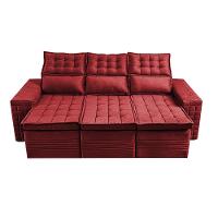 Sofá 3 Lugares Retrátil e Reclinável Cama inBox Senses 2,00m Velusoft Vermelho - 5