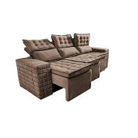 Sofá 3 Lugares Retrátil e Reclinável Cama inBox Senses 2,00m Velusoft Castor - 8