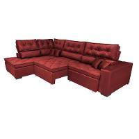 Sofá de Canto Retrátil e Reclinável Esquerdo 3,40x2,36m Molas Cama inBox Espanha Velusoft Vermelho - 8