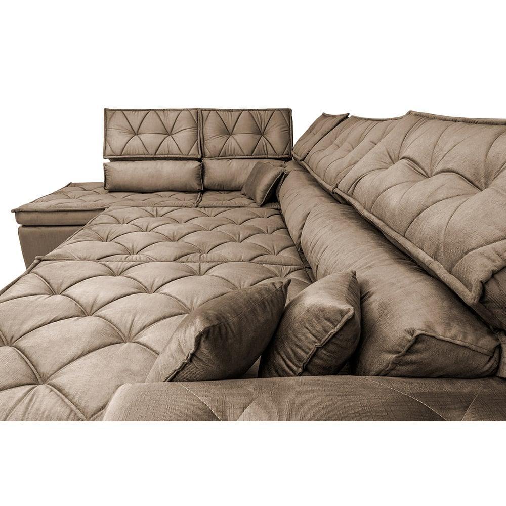 Sofá de Canto Retrátil e Reclinável Esquerdo 3,40x2,36m Molas Cama inBox Espanha Velusoft Castor - 4