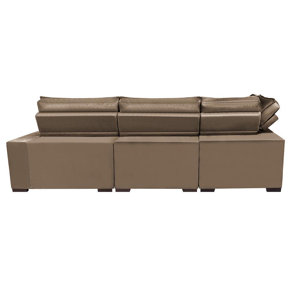 Sofá de Canto Retrátil e Reclinável Esquerdo 3,40x2,36m Molas Cama inBox Espanha Velusoft Castor - 6