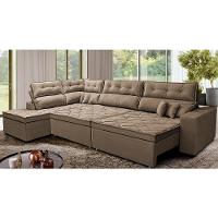 Sofá de Canto Retrátil e Reclinável Esquerdo 3,40x2,36m Molas Cama inBox Espanha Velusoft Castor - 1