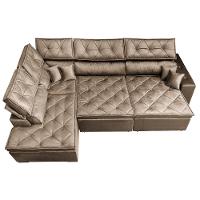 Sofá de Canto Retrátil e Reclinável Esquerdo 3,40x2,36m Molas Cama inBox Espanha Velusoft Castor - 5