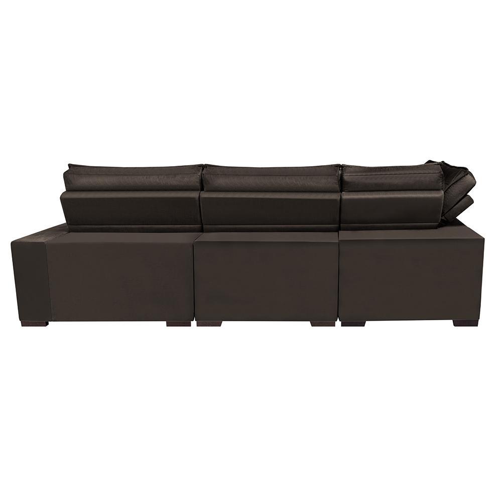 Sofá de Canto Retrátil e Reclinável Esquerdo 3,40x2,36m Molas Cama inBox Espanha Velusoft Café - 6