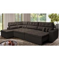 Sofá de Canto Retrátil e Reclinável Esquerdo 3,40x2,36m Molas Cama inBox Espanha Velusoft Café - 1