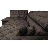 Sofá de Canto Retrátil e Reclinável Esquerdo 3,40x2,36m Molas Cama inBox Espanha Velusoft Café