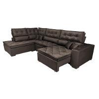 Sofá de Canto Retrátil e Reclinável Esquerdo 3,40x2,36m Molas Cama inBox Espanha Velusoft Café - 7