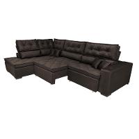 Sofá de Canto Retrátil e Reclinável Esquerdo 3,40x2,36m Molas Cama inBox Espanha Velusoft Café - 8