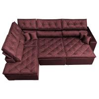 Sofá de Canto Retrátil e Reclinável Esquerdo 3,40x2,36m Molas Cama inBox Espanha Velusoft Vinho - 5