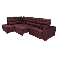 Sofá de Canto Retrátil e Reclinável Esquerdo 3,40x2,36m Molas Cama inBox Espanha Velusoft Vinho - 8