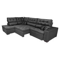 Sofá de Canto Retrátil e Reclinável Esquerdo 3,40x2,36m Molas Cama inBox Espanha Velusoft Cinza - 8