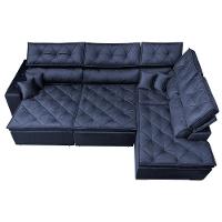 Sofá de Canto Retrátil e Reclinável Esquerdo 3,40x2,36m Molas Cama inBox Espanha Velusoft Azul - 5