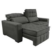 Sofá Retrátil e Reclinável 1,80m Molas Ensacadas e Costura Tripla Cama inBox Nobre Suede Cinza - 7