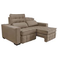 Sofá Retrátil e Reclinável 1,80m Molas Ensacadas e Costura Tripla Cama inBox Nobre Suede Bege - 8