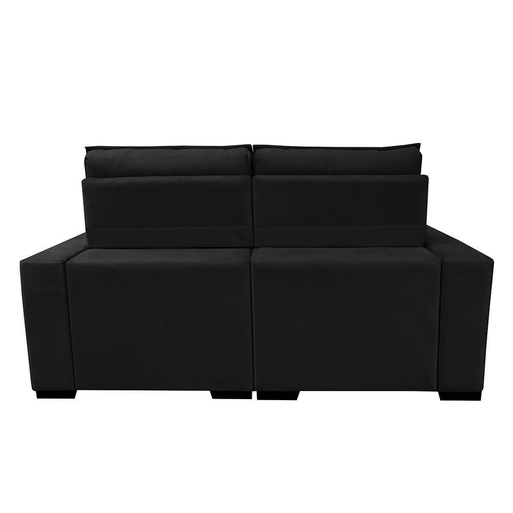 Sofá Retrátil e Reclinável 1,80m Molas Ensacadas e Costura Tripla Cama inBox Nobre Suede Preto - 6