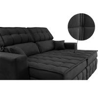 Sofá Retrátil e Reclinável 1,80m Molas Ensacadas e Costura Tripla Cama inBox Nobre Suede Preto