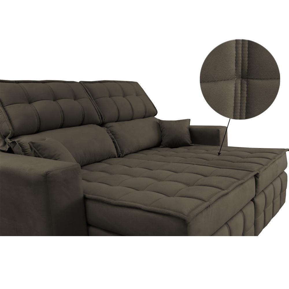 Sofá Retrátil e Reclinável 1,80m Molas Ensacadas e Costura Tripla Cama inBox Nobre Suede Café - 4