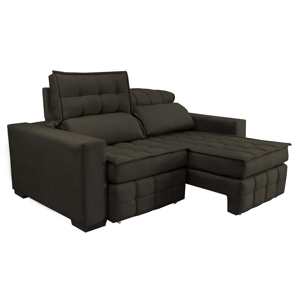 Sofá Retrátil e Reclinável 1,80m Molas Ensacadas e Costura Tripla Cama inBox Nobre Suede Café - 8