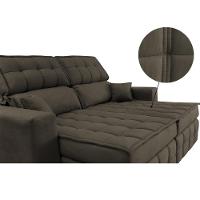 Sofá Retrátil e Reclinável 1,80m Molas Ensacadas e Costura Tripla Cama inBox Nobre Suede Café